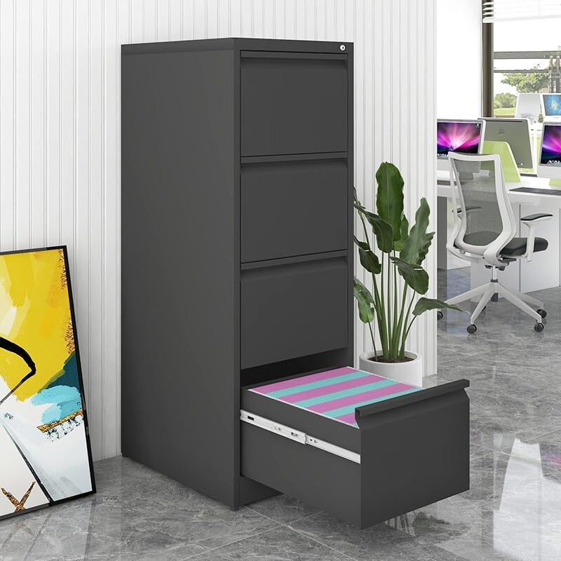 Garvee 4 Drawer File Cabinet with Lock Steel Vertical Filing Cabinet