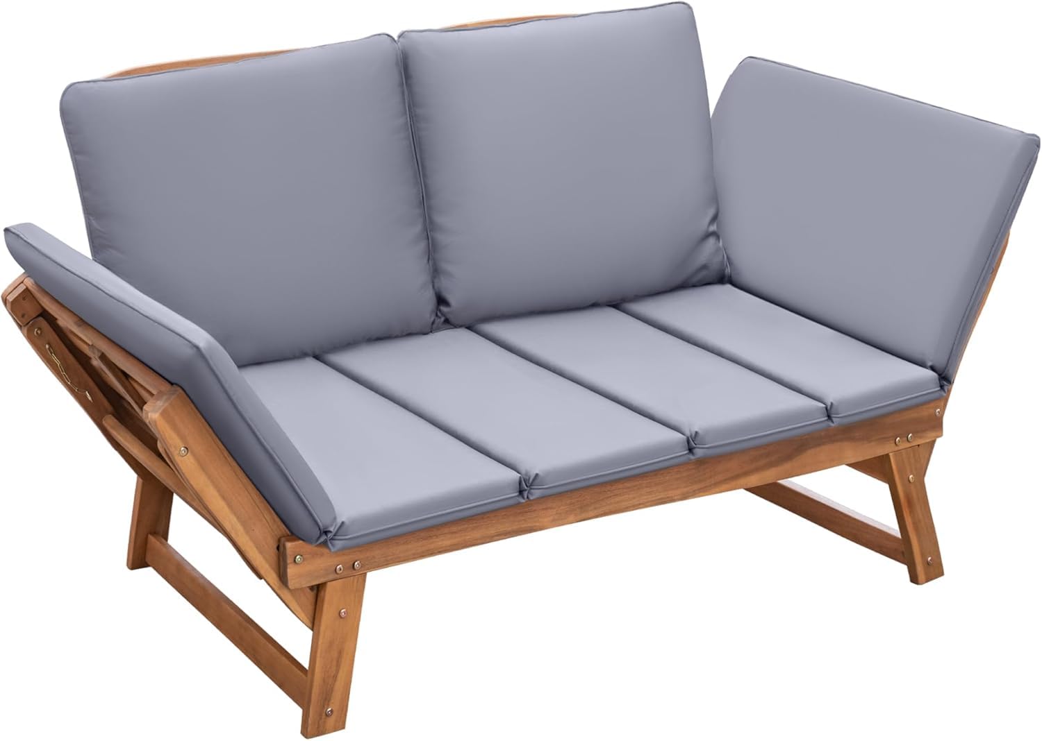 Outdoor Convertible Daybed Sofa with Acacia Wood Frame