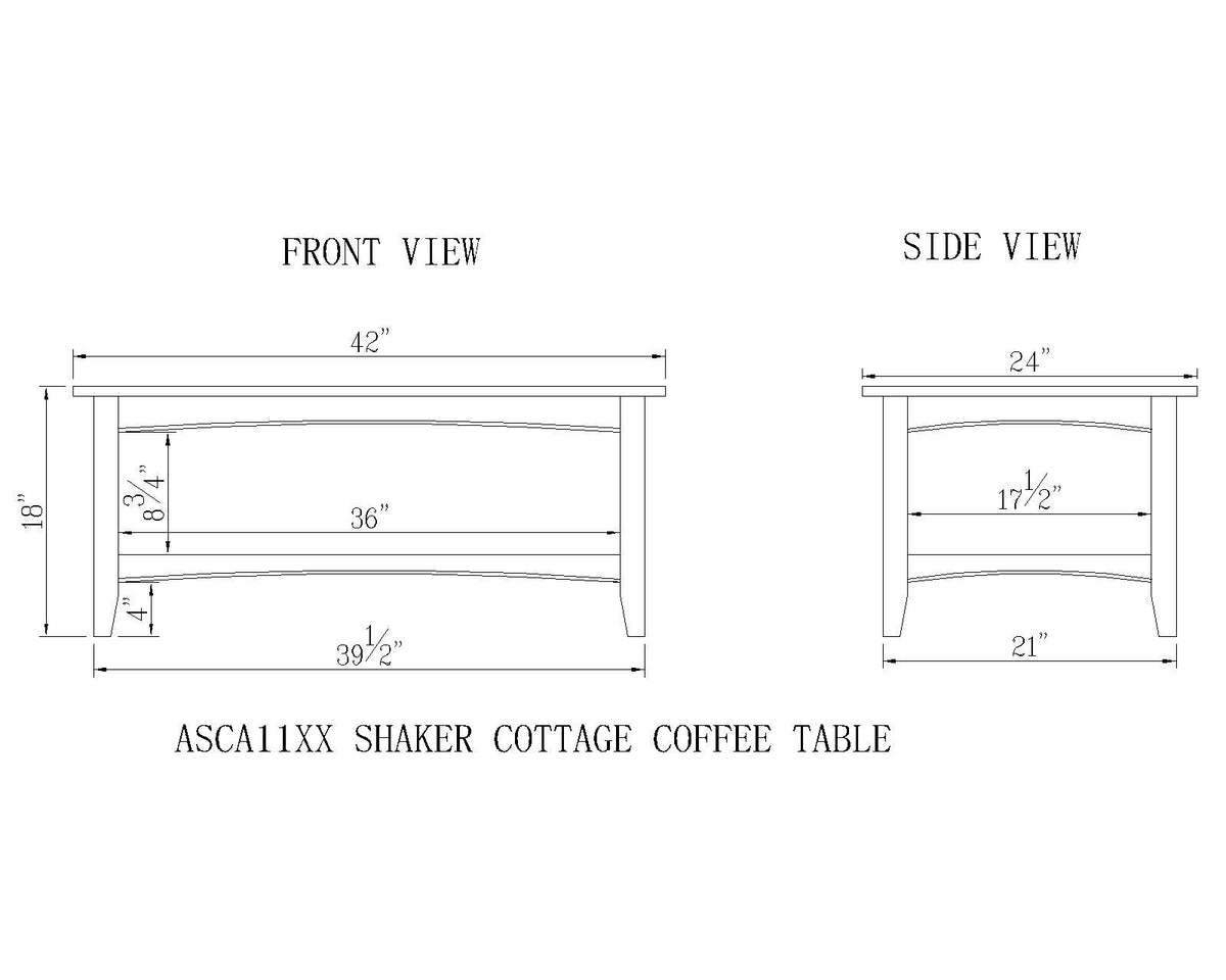 Alaterre Furniture Shaker Cottage 2-Tier Coffee Table, Espresso, 42”W