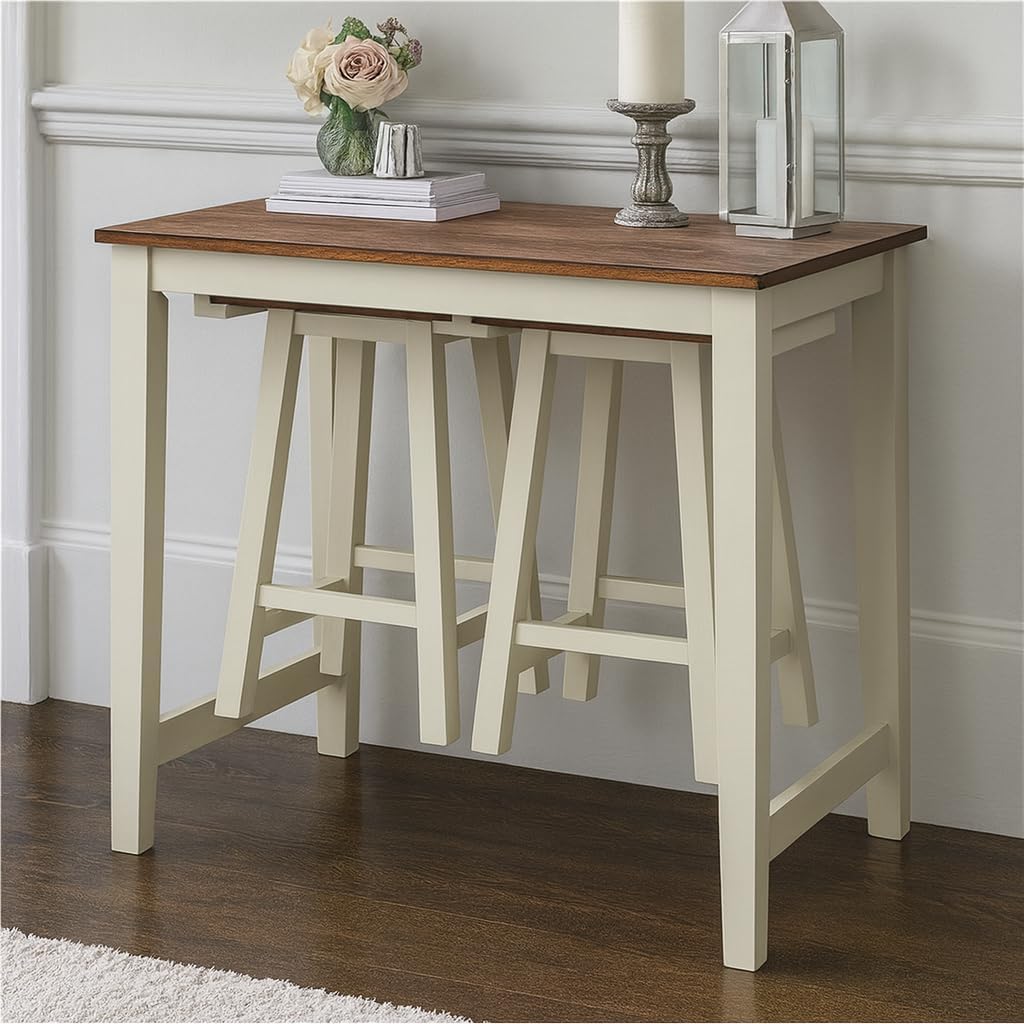 Counter Height Pub Table Set with 2 Saddle Stools