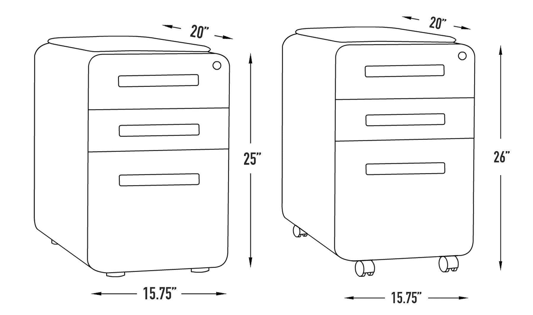 3-Drawer Mobile File Cabinet with Cushion Seat