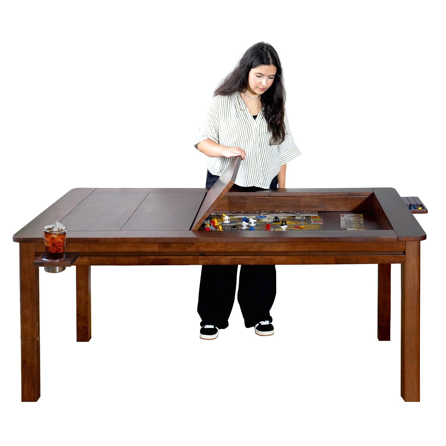 Solid Wood Dining & Gaming Table with Removable Top