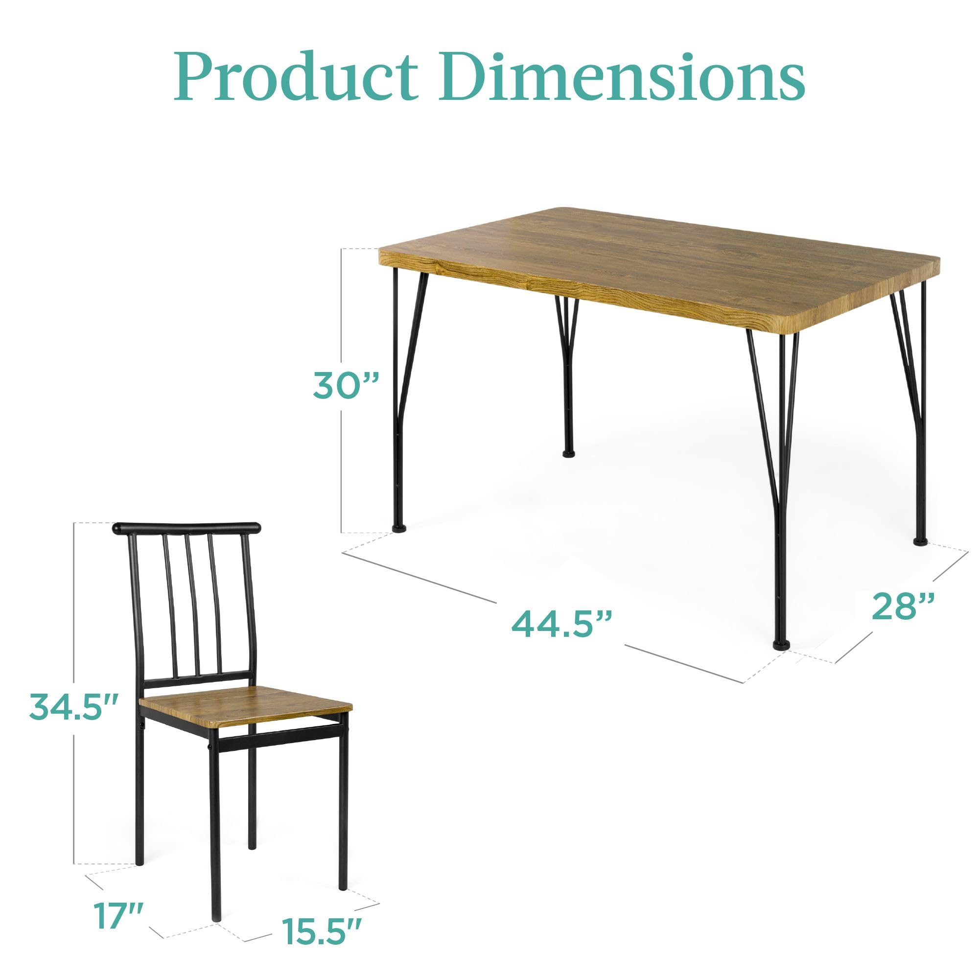 5-Piece Rectangular Dining Table Set with 4 Chairs