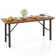 Tangkula 59" Narrow Outdoor Dining Table for 4-6, Natural