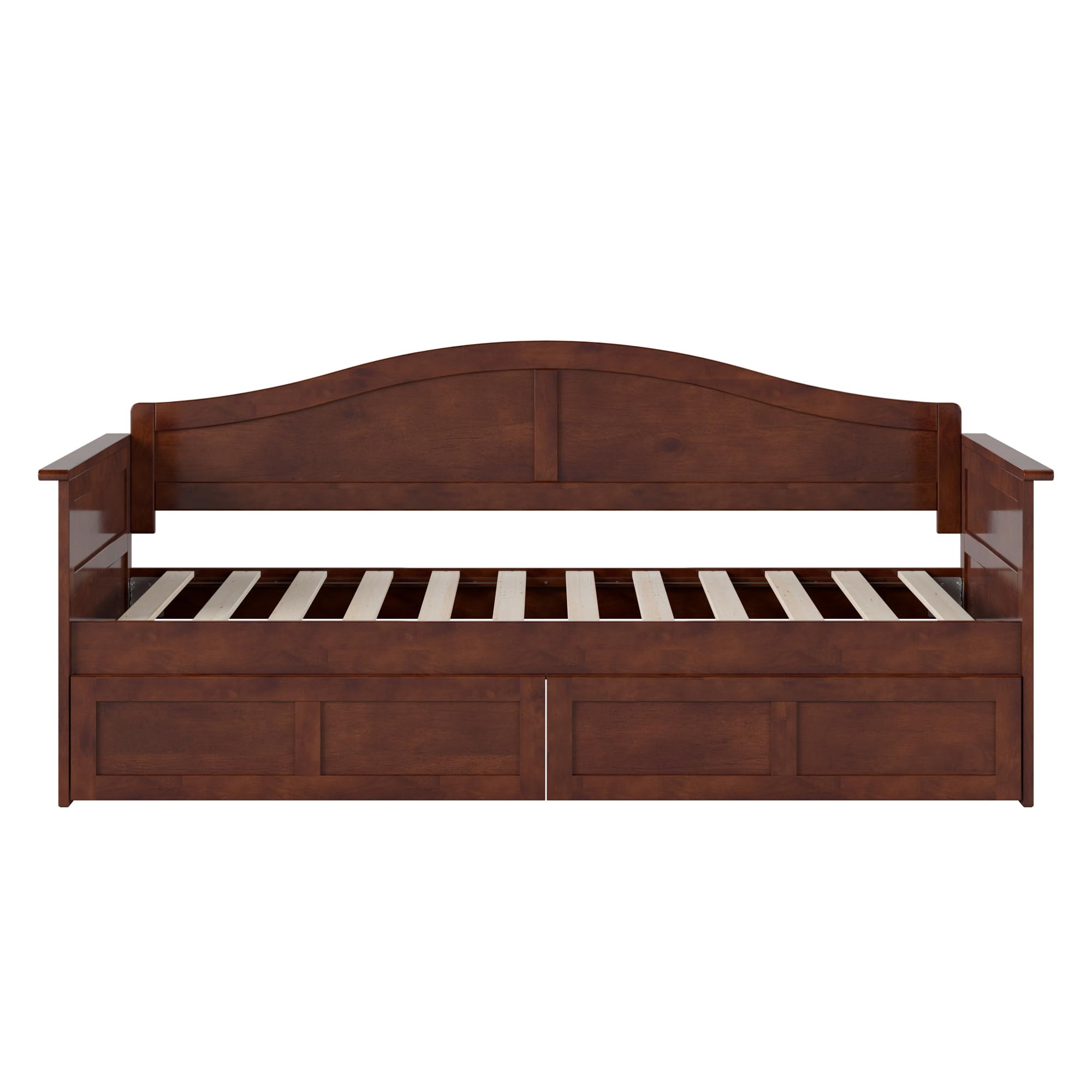 AFI, Acadia Twin Size Wood Daybed Frame with 2 Storage Drawers, Walnut (Brown)