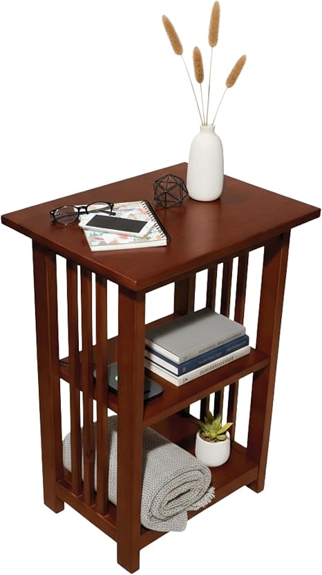 Wood Bookshelf & Side Table Set