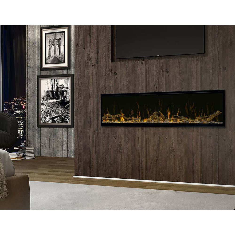 Dimplex IgniteXL 60" Built-in Linear Electric Fireplace with Driftwood and River Rock Accessories (Models: XLF60 & LF60DWS-KIT) 8530/5118 BTU, 240/120 Volt, 2500/1500 Watt, Black