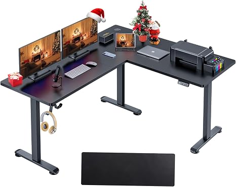 L-Shaped Electric Standing Desk 63" x 55"