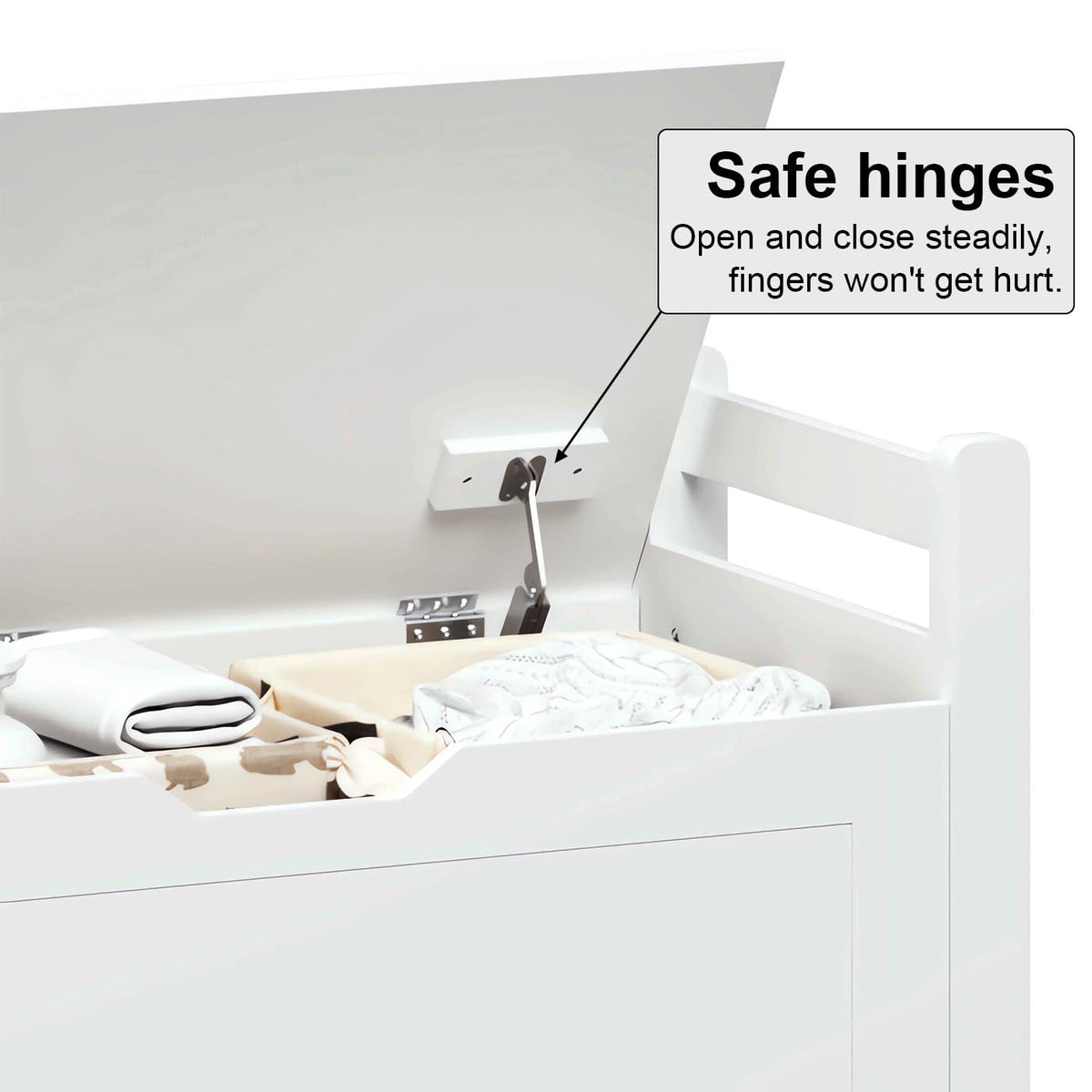 White Cushioned Storage Bench