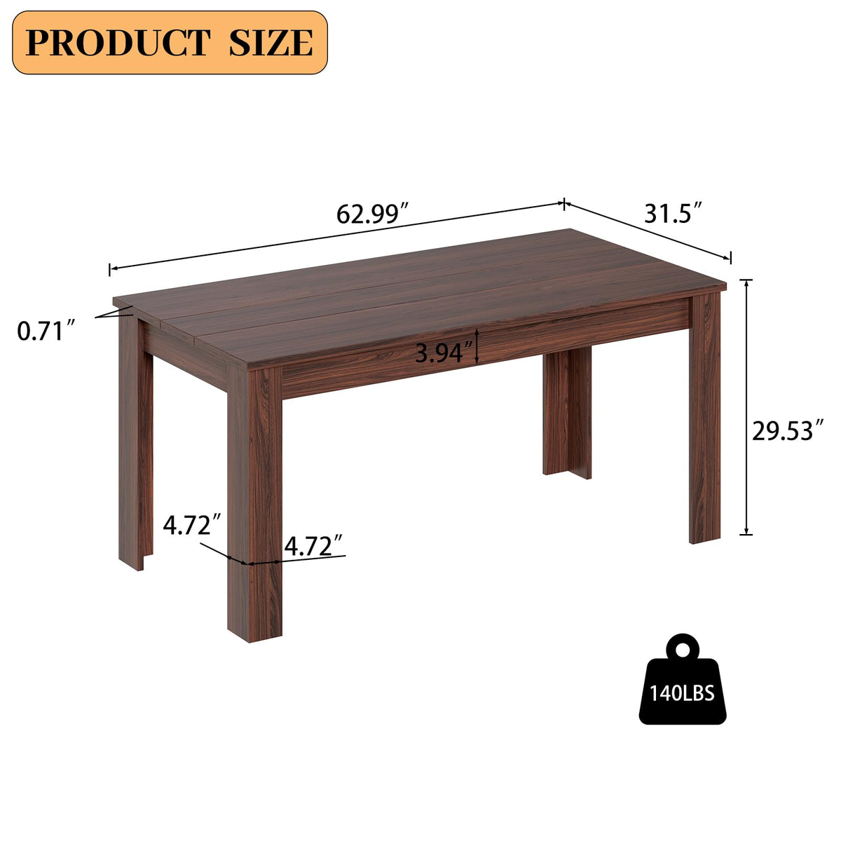 Walnut MDF Dining Table