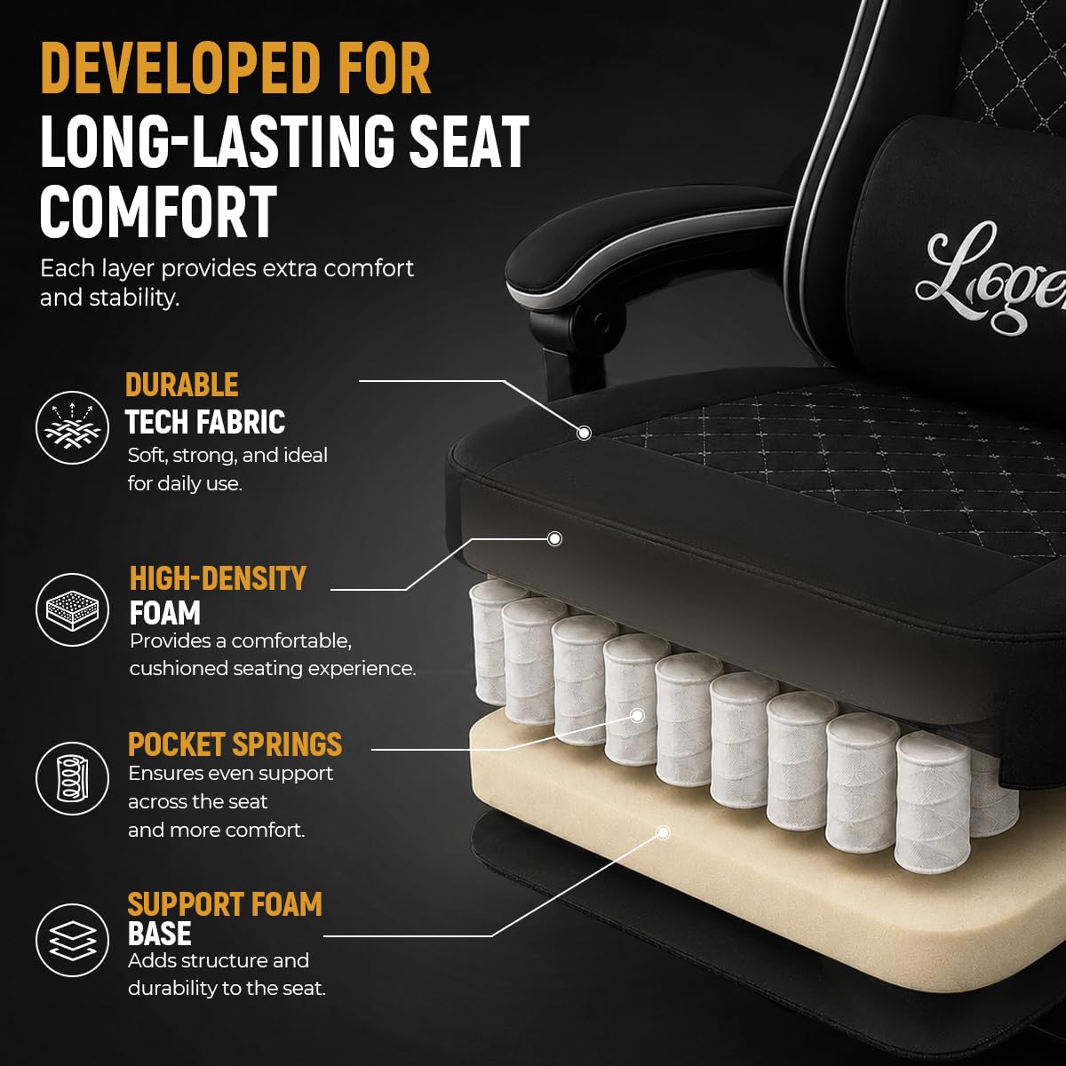Gaming Chair for Adults with Footrest, Upgraded Ergonomic Chair, 330 lb