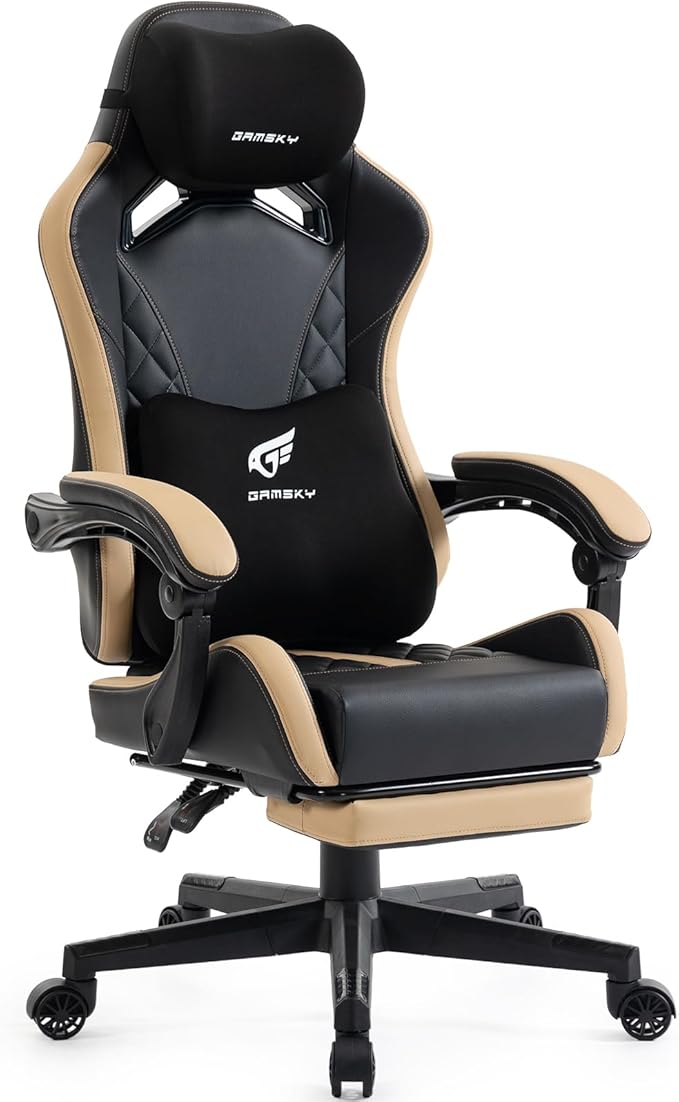 Ergonomic Gaming Chair with Footrest & Memory Foam Support