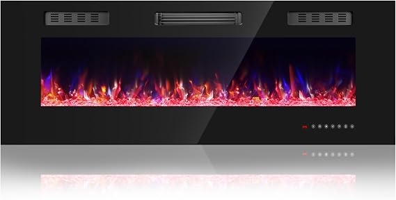 Wall-Mounted Electric Fireplace with Crystal Flame