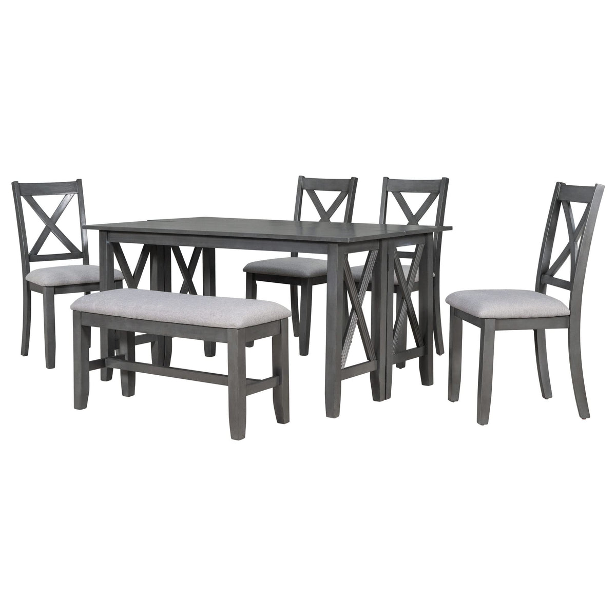 6-Piece Folding Dining Set with Bench