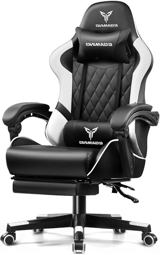 Gaming Chair with Footrest & RGB LED Lights