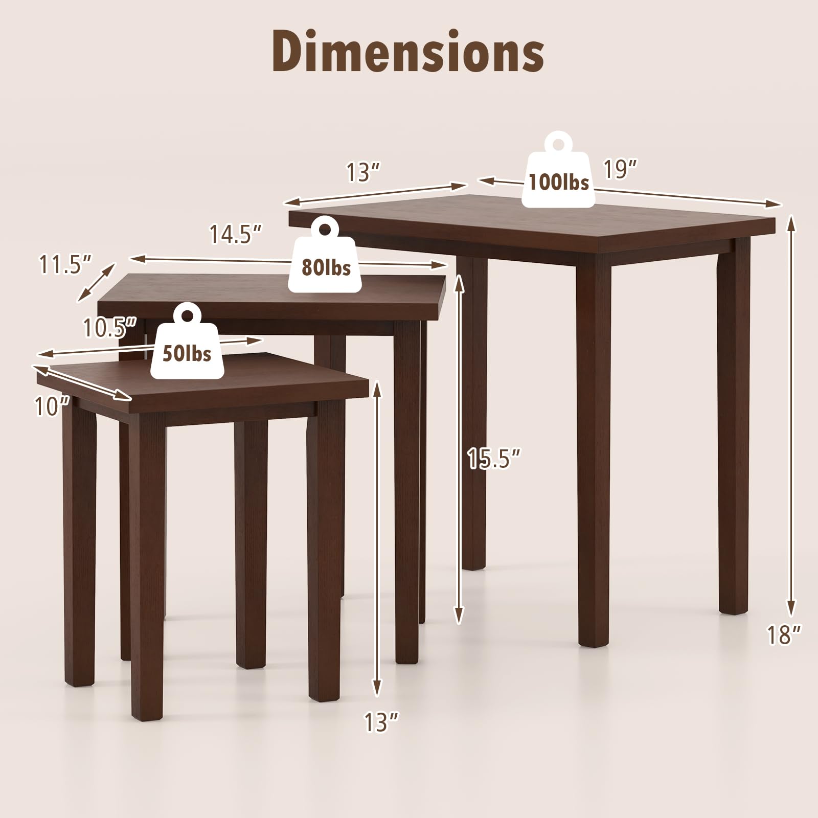 Nesting Tables Set of 3 – Farmhouse Stacking Side Tables