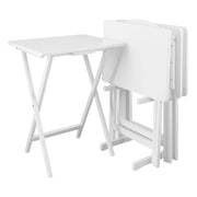 Solid Wood Folding TV Tray Table Set with Storage Stand, 5-Piece