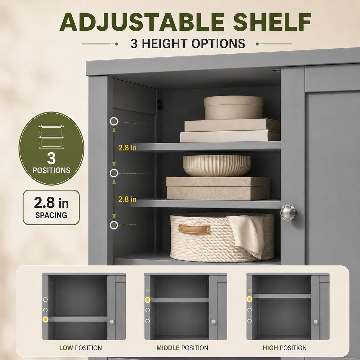 4-Door Bathroom Storage Cabinet