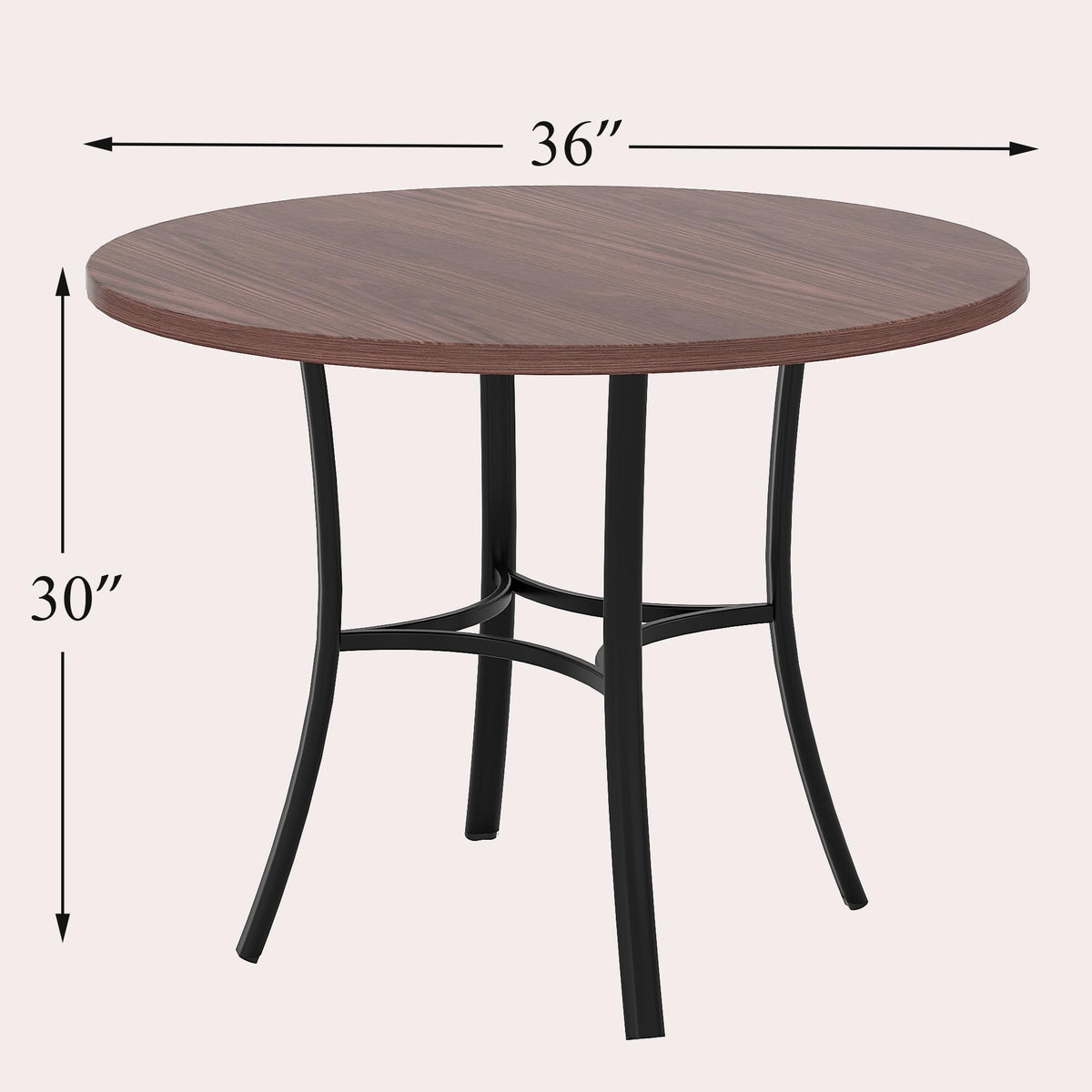 Round Wood-Grain Dining Table