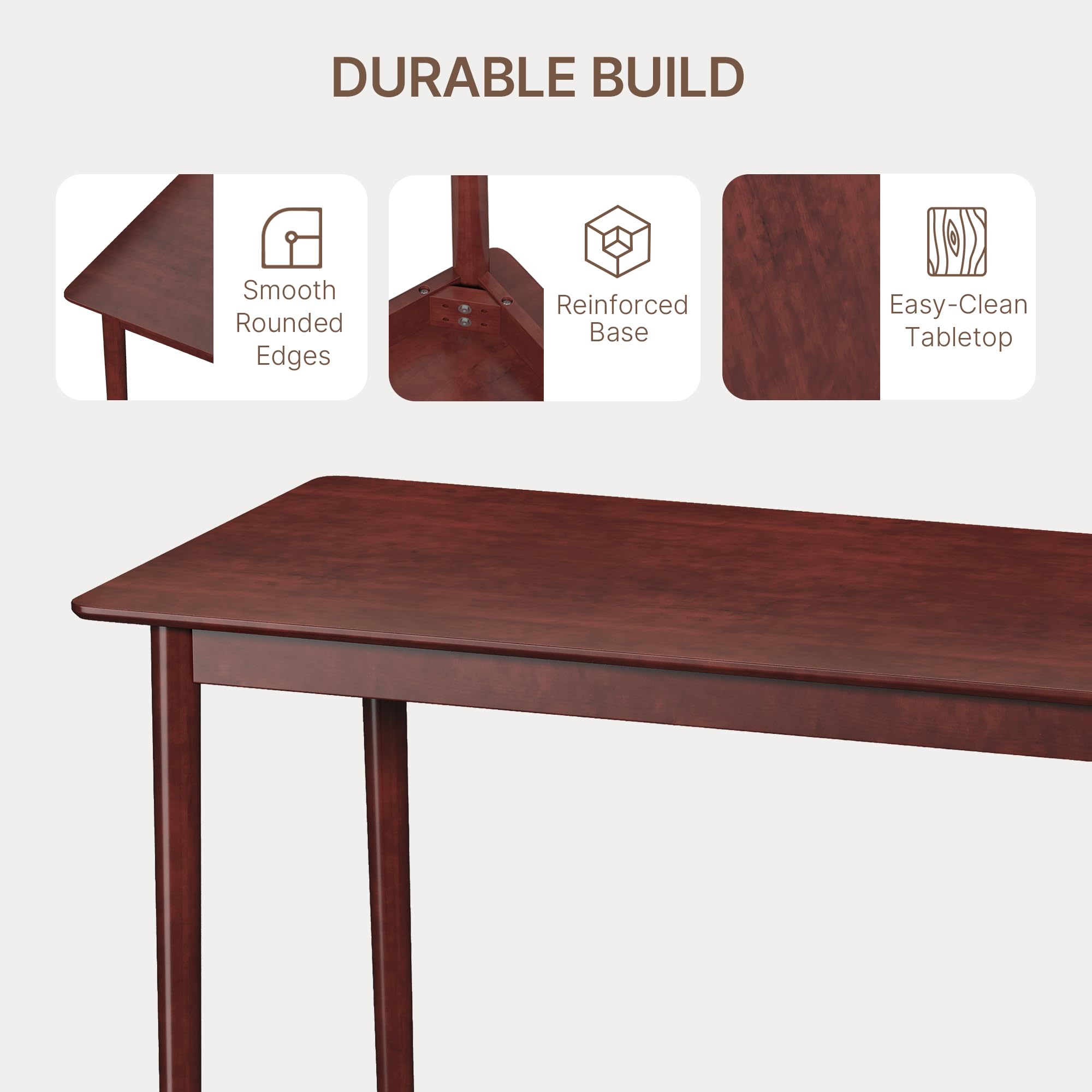 6-Piece Solid Rubberwood Dining Set with Bench & Upholstered Chairs