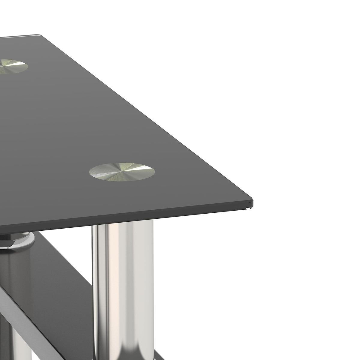 TIOPLY Living Room Tables Set,3 Piece Glass Coffee Table and End Tables Set with Tempered Glass Tabletop and Metal Frame for Living Room,Apartment, Small Space, Full Black