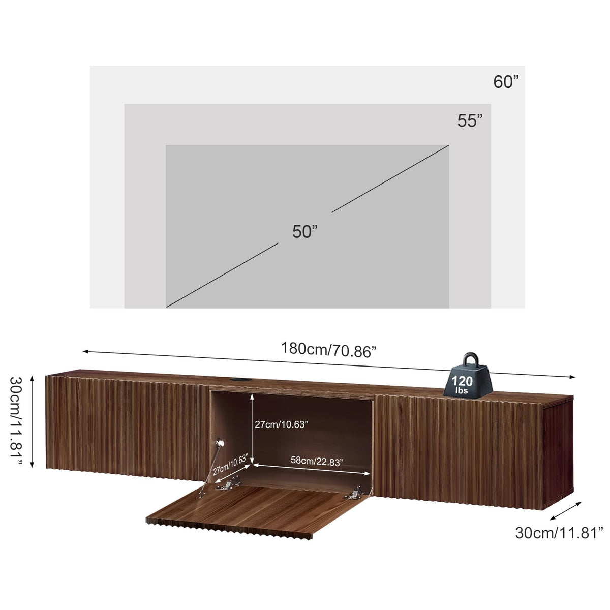 Fluted Floating TV Stand