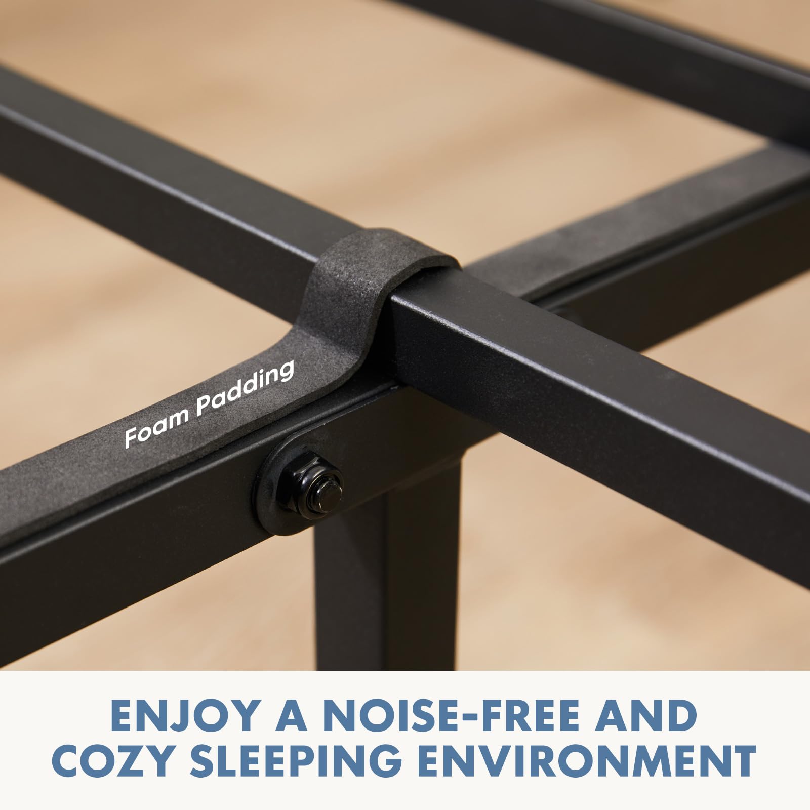 Industrial Metal Bed Frame with Headboard – 800 lb Capacity, Under-Bed Storage
