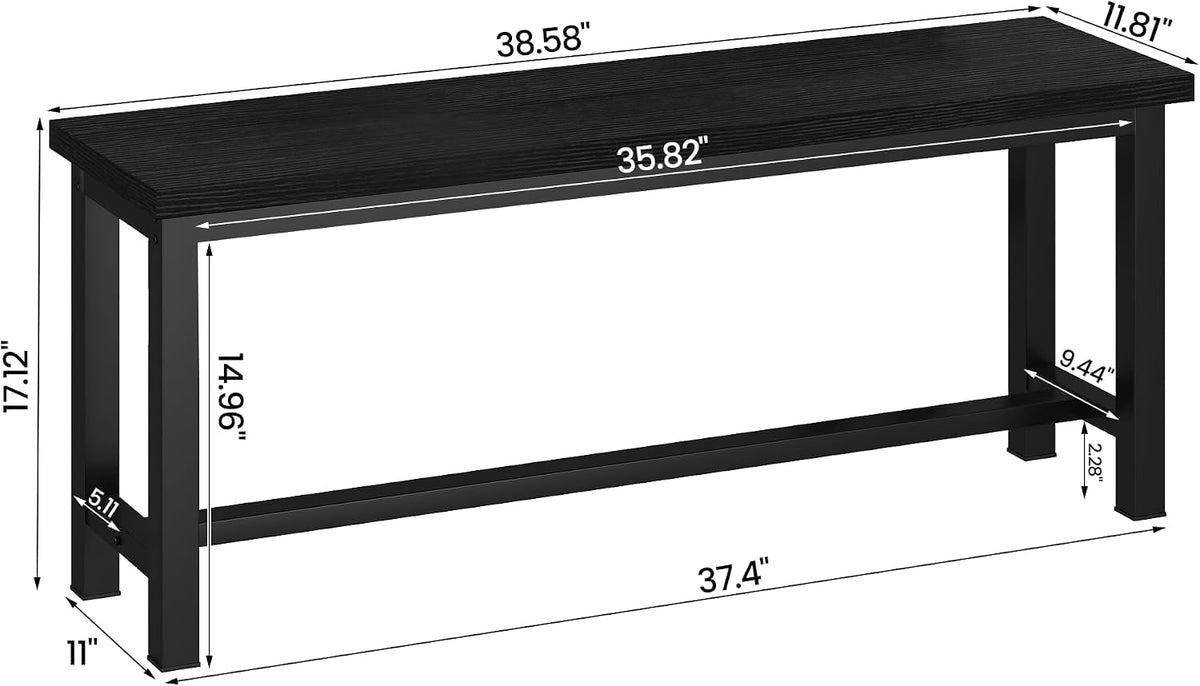 Black Dining Benches, Set of 2