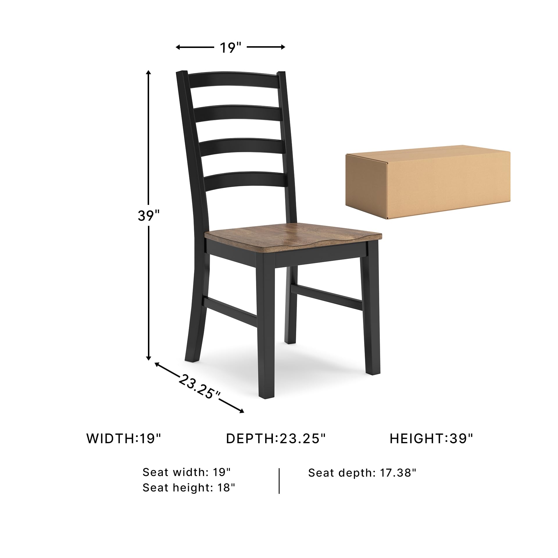 Ladderback Dining Chairs, Set of 2
