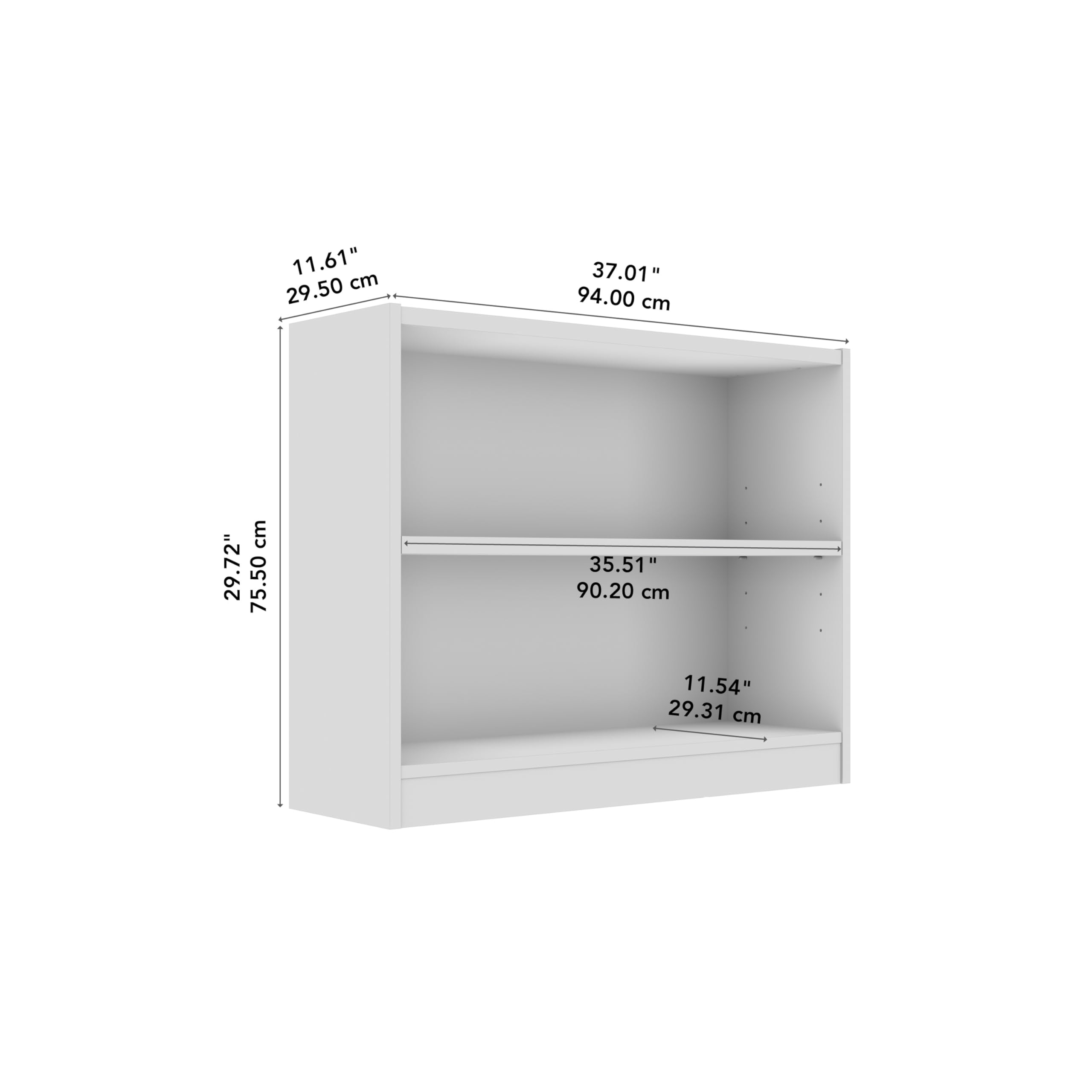 Bush Home Small 2 Shelf Bookcase, 2 Tier Bookshelf Storage Cabinet with Adjustable Shelf for Living Room, Bedroom or Home Office, Universal Collection, Platinum Gray