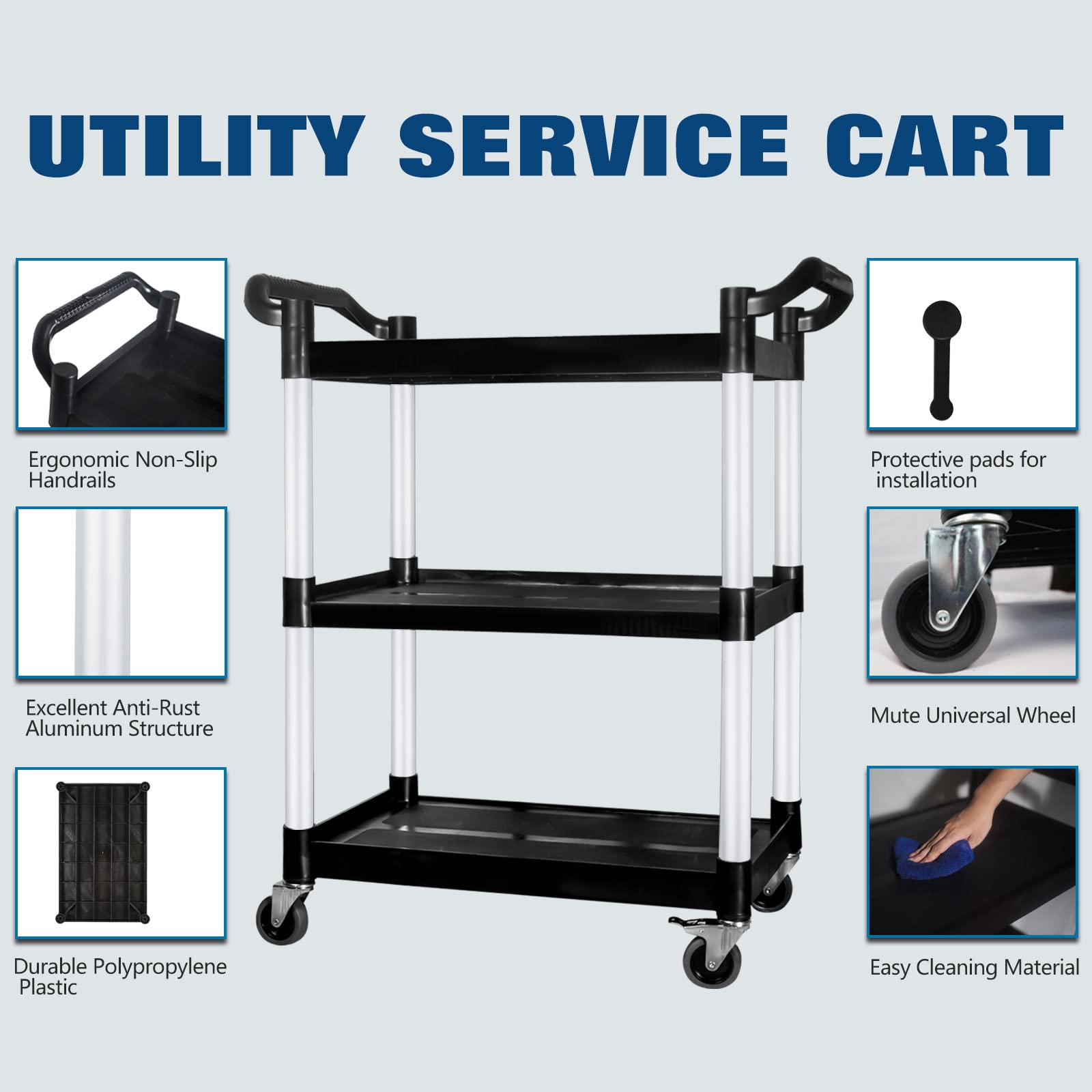Heavy Duty 3-Tier Utility Service Cart