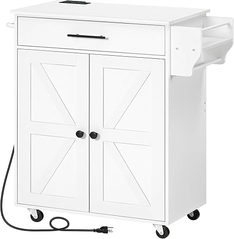 Rolling Kitchen Island with Power Outlet