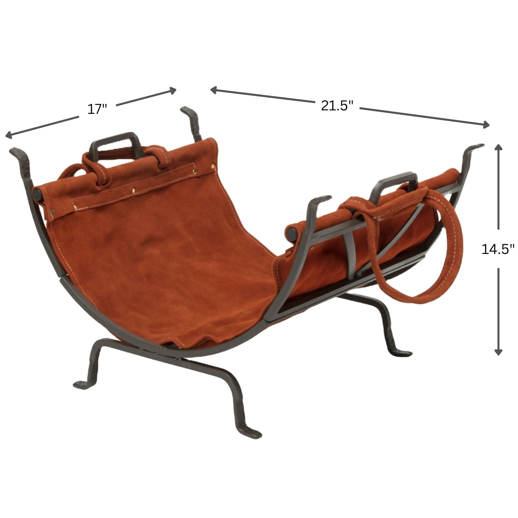 Steel Log Holder with Leather Carrier