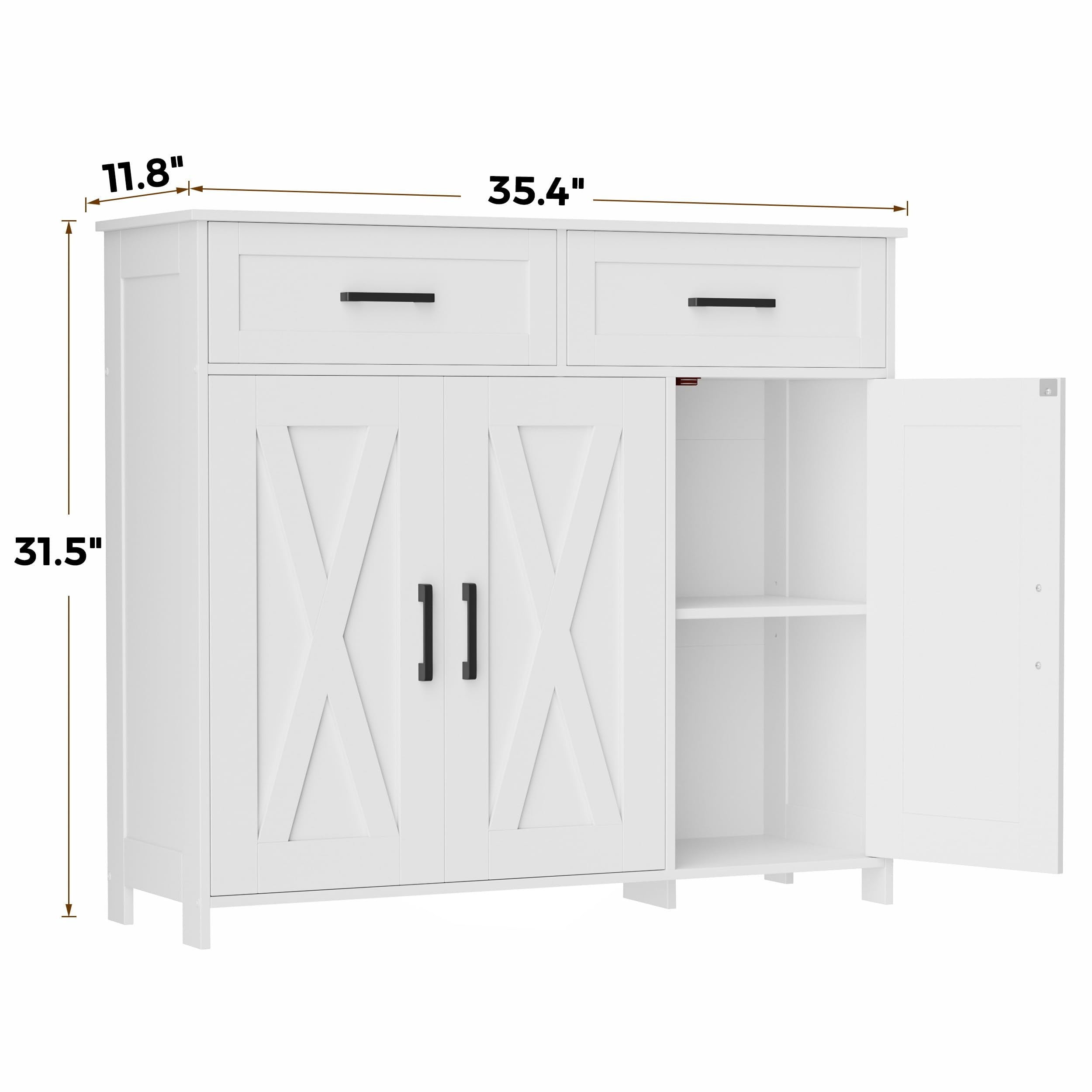 Farmhouse Sideboard Buffet Cabinet with Drawers & Doors