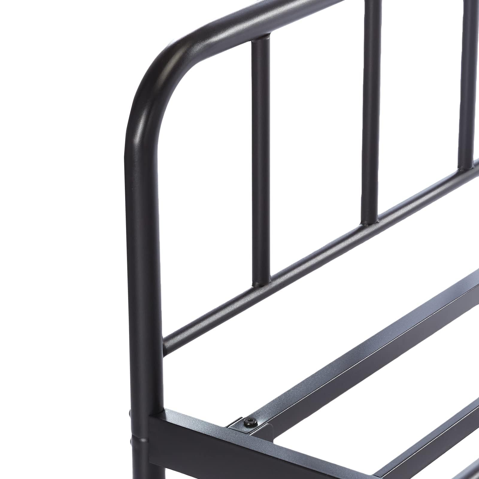 Amazon Basics Full Size Daybed and Twin Size Trundle Bed Frame Set, Space Saving Steel Slat Support, Sturdy Metal Design, Easy Assembly, Black
