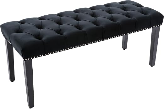 Button-Tufted Velvet Ottoman Bench