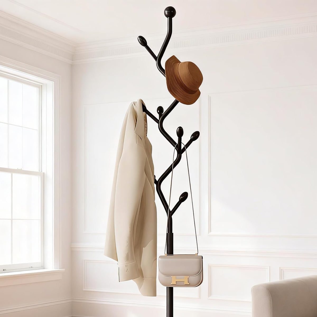 Metal Coat Rack with 8 Hooks