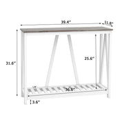 UYIHOME Farmhouse Console Table for Entryway, 39.3 Inch Sofa Table with Storage Shelf, Hallway Table, Narrow Behind Couch Table for Foyer, Living Room，Oak Grey