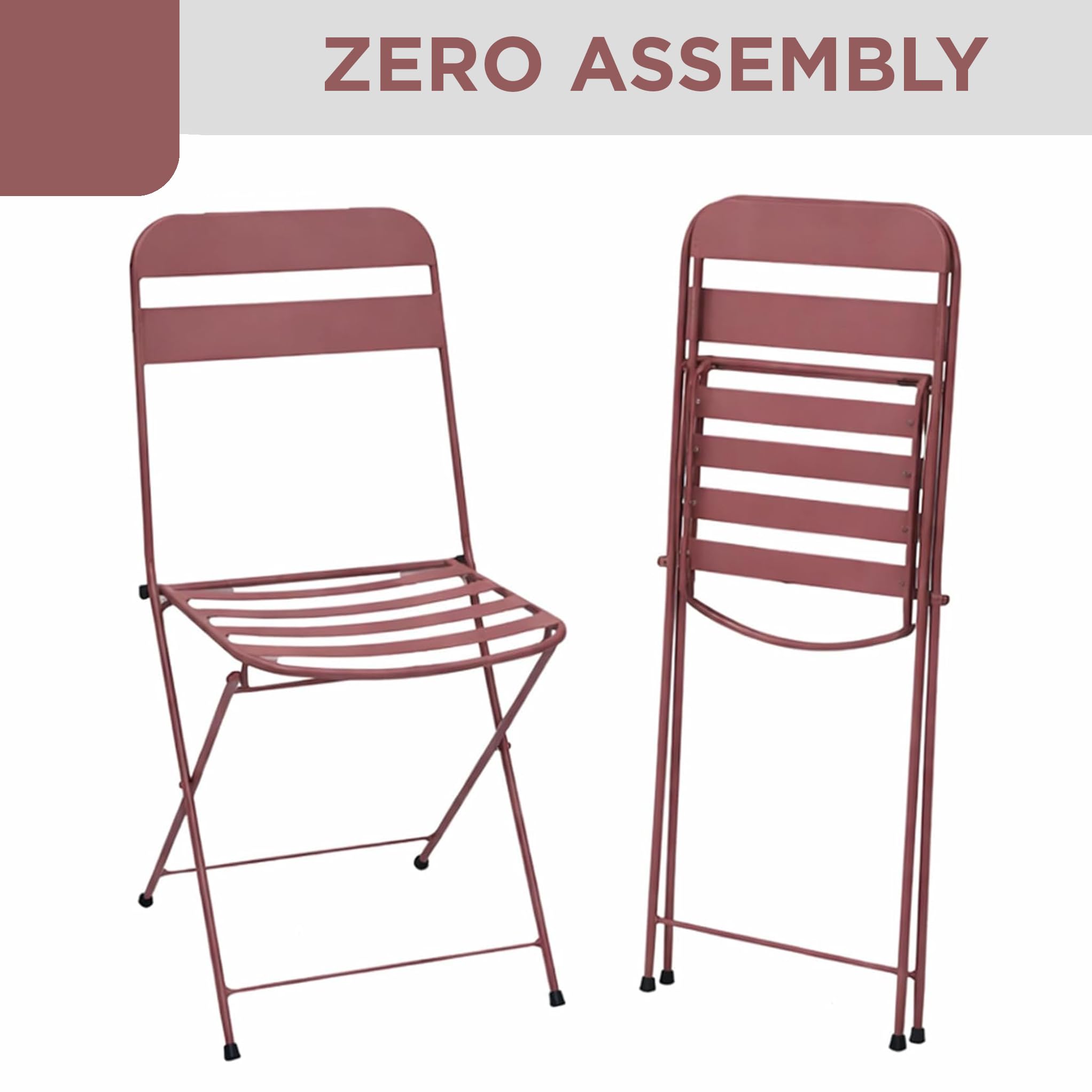 3-Piece Metal Folding Bistro Set with 20" Round Table & 2 Chairs