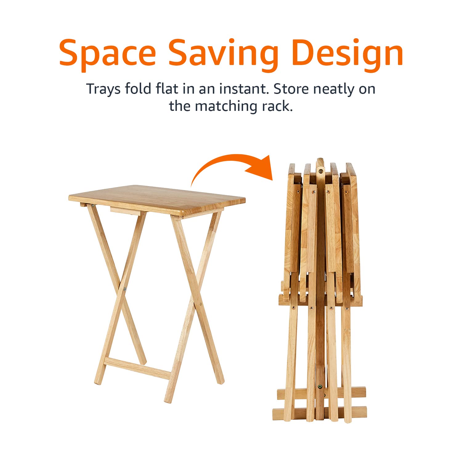 Folding TV Tray Tables with Storage Rack, Set of 4