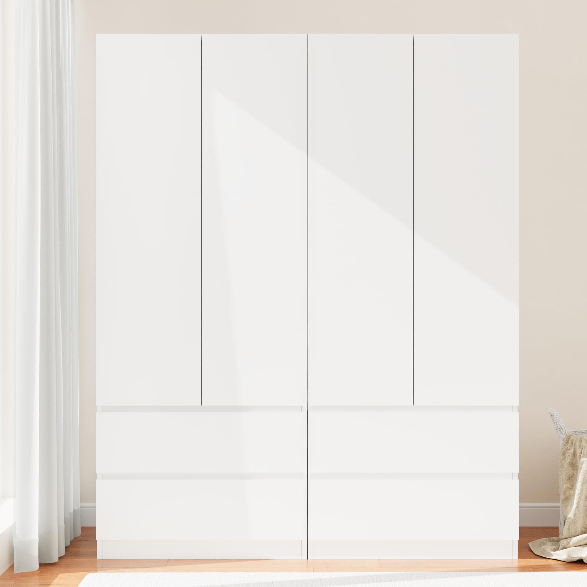 Armoire Wardrobe Closet with Drawers & Hanging Rod