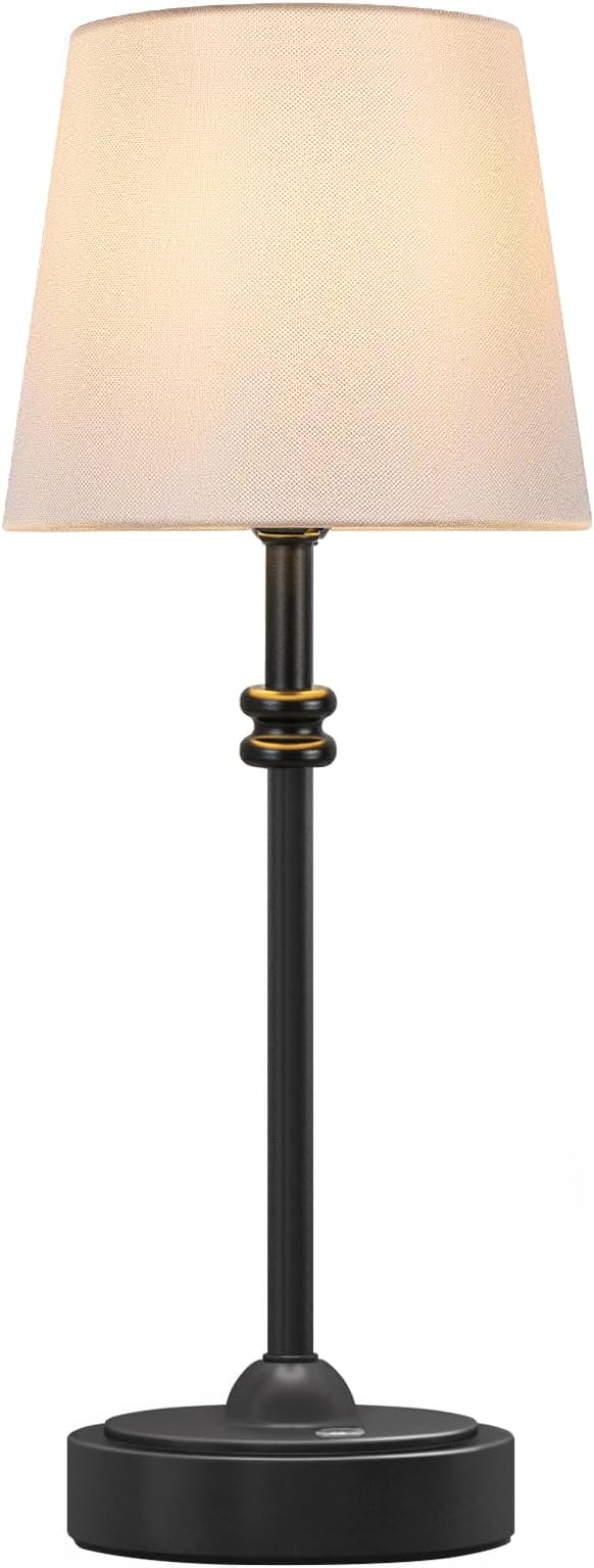 Cordless Rechargeable Table Lamp with Fabric Shade