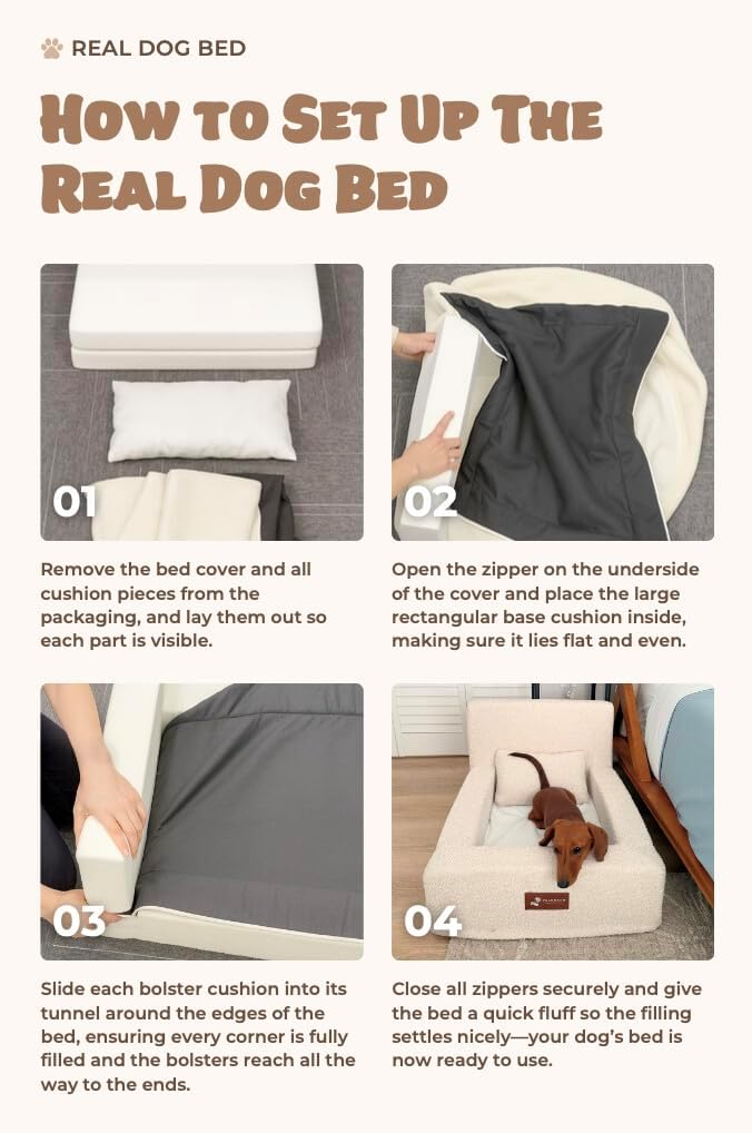 XL Oval Donut Dog Bed – Herringbone, Micro Velvet, Washable Cover