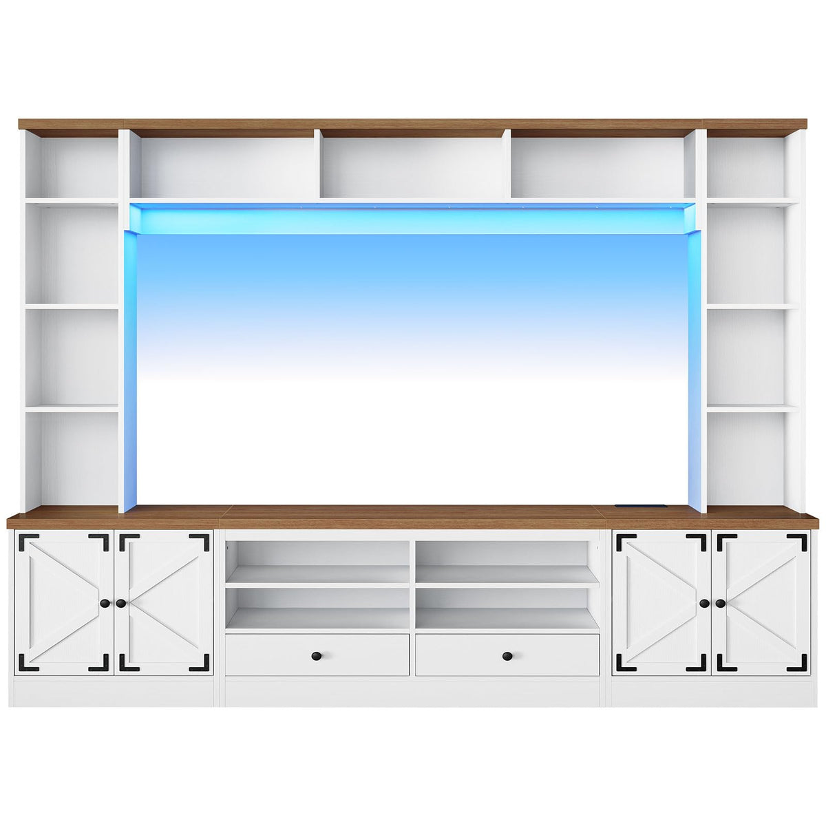 94.5" Wall Unit Entertainment Center, Farmhouse TV Stand
