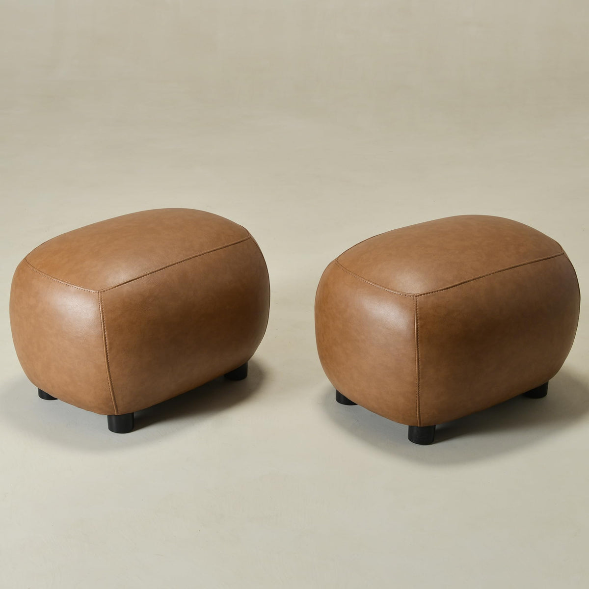 Camel Faux Leather Ottoman