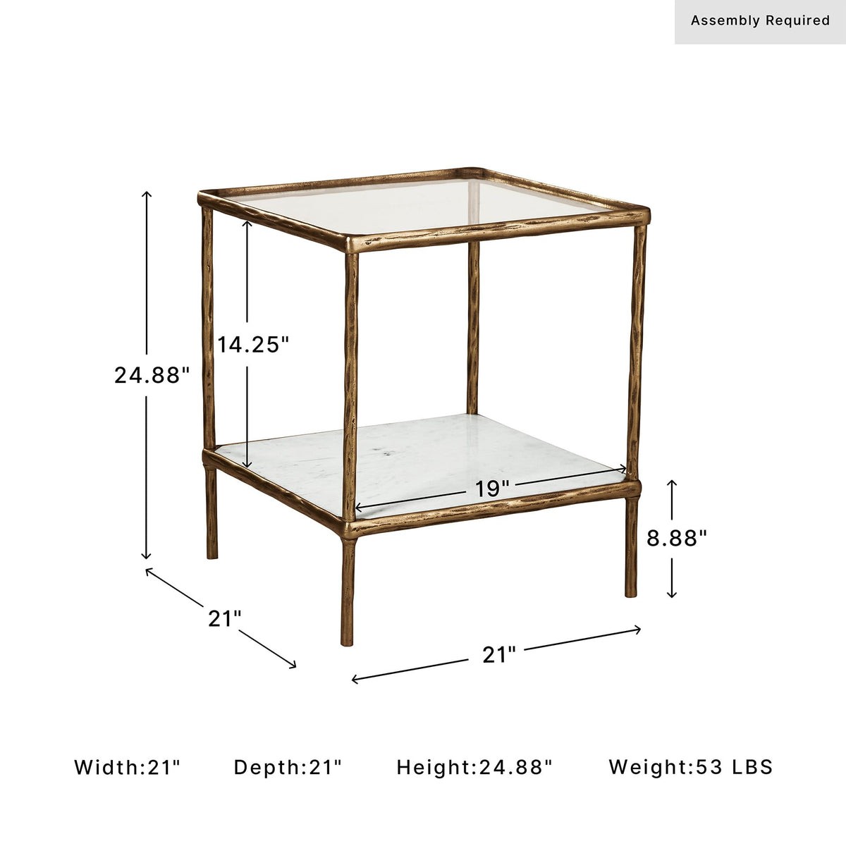 Square Glass & Marble End Table