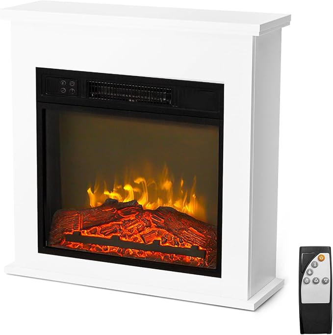 Electric Fireplace with Wood Mantel