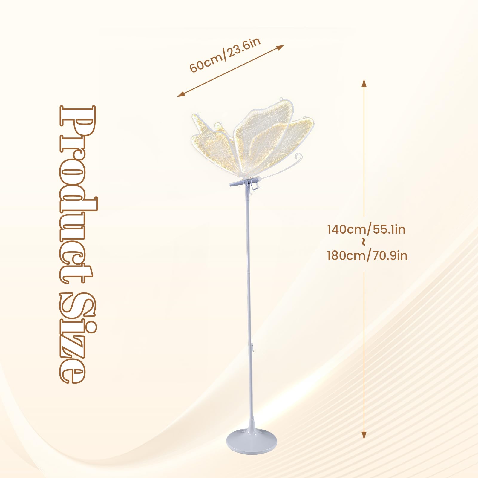 VoyageEase 3-Color Butterfly Floor Lamp - Adjustable Wedding/Home LED Lighting, Ceiling Hanging & Standing Dual Use Decorative Lamp, 2 Pack 60cm(23.6") Elegant Butterfly Shape Floor Light
