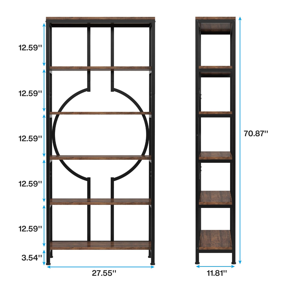 6-Tier Rustic Bookshelf