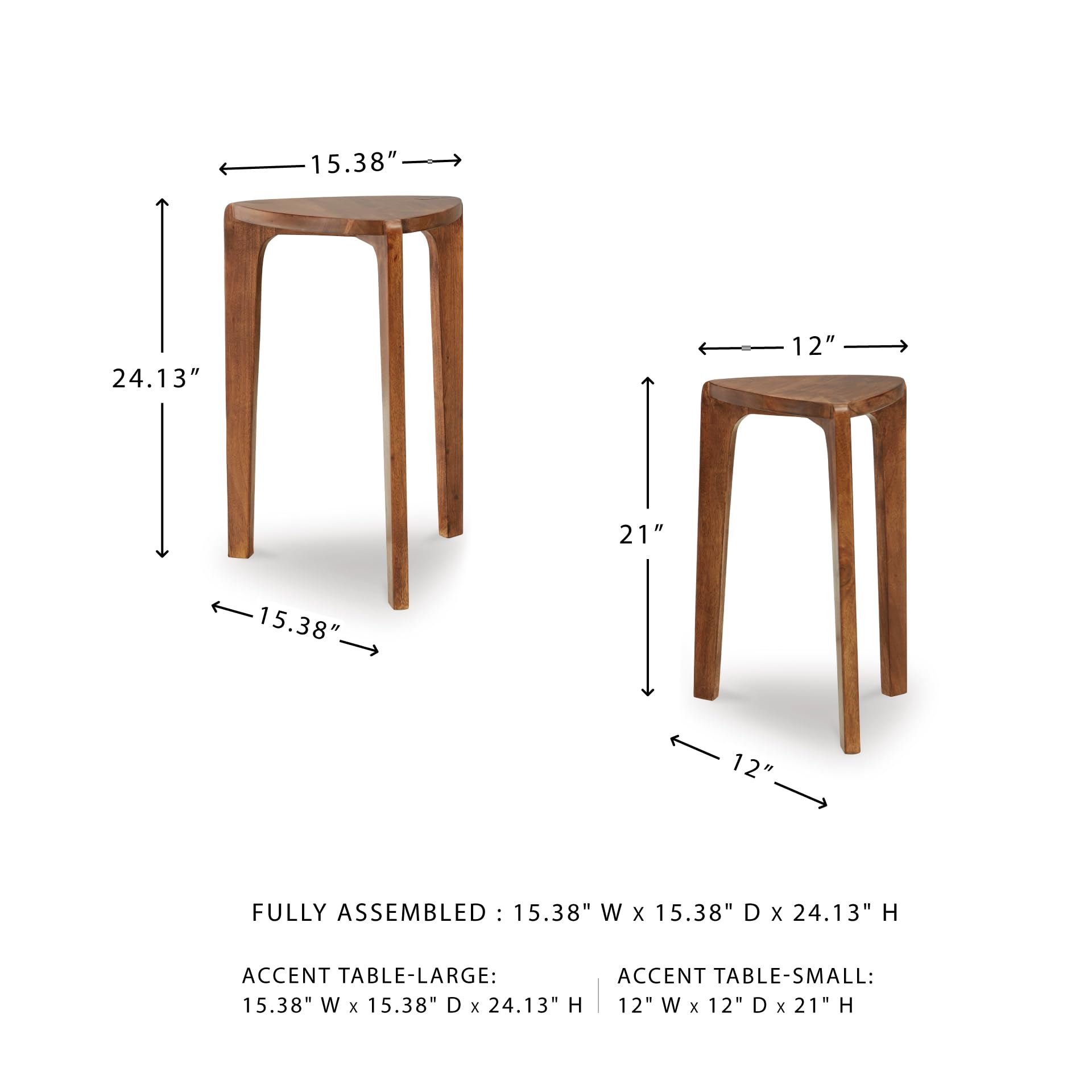 Solid Wood Nesting Accent Tables – Set of 2, Dark Brown
